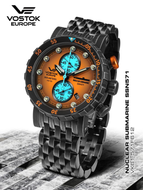 pnske hodinky Vostok-Europe SSN571 Nuclear Submarine chrono line  VK61-571F612B