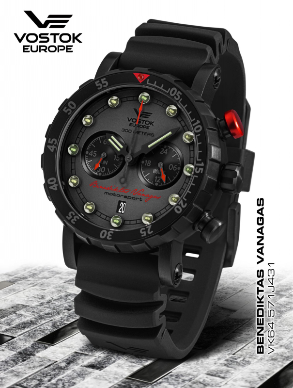 pánske hodinky Vostok-Europe limitovaná edícia Benediktas Vanagas motorsport VK64-571J431