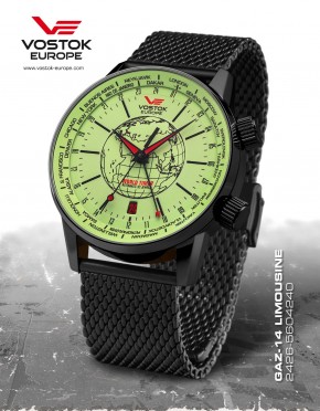 pnske hodinky Vostok - Europe  GAZ-14 Limouzine World timer line 2426/5604240B