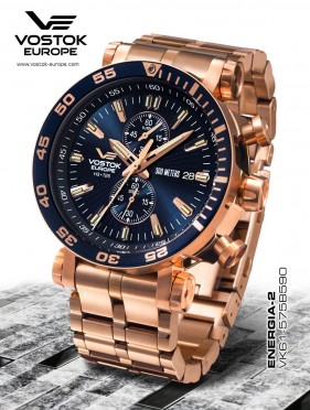 pnske hodinky Vostok-Europe ENERGIA Rocket chrono line VK61/575B590B